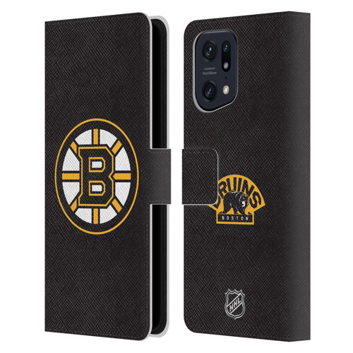 NHL Boston Bruins Plain Leather Book Wallet Case Cover For OPPO Find X5