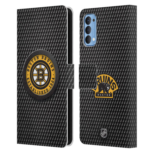 NHL Boston Bruins Puck Texture Leather Book Wallet Case Cover For OPPO Reno 4 5G