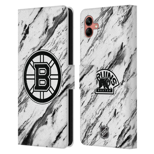 NHL Boston Bruins Marble Leather Book Wallet Case Cover For Samsung Galaxy A04 (2022)