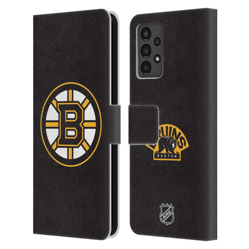 NHL Boston Bruins Plain Leather Book Wallet Case Cover For Samsung Galaxy A13 (2022)