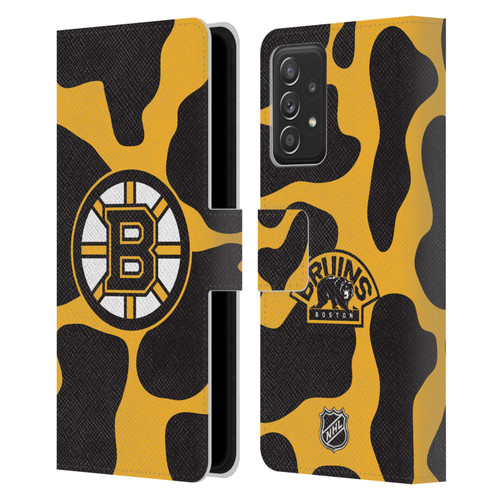 NHL Boston Bruins Cow Pattern Leather Book Wallet Case Cover For Samsung Galaxy A53 5G (2022)