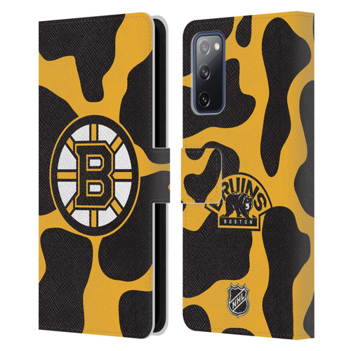 NHL Boston Bruins Cow Pattern Leather Book Wallet Case Cover For Samsung Galaxy S20 FE / 5G