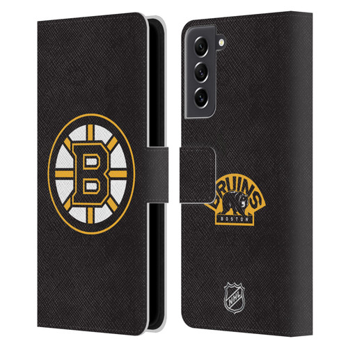 NHL Boston Bruins Plain Leather Book Wallet Case Cover For Samsung Galaxy S21 FE 5G