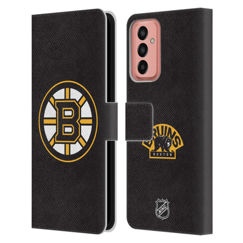 NHL Boston Bruins Plain Leather Book Wallet Case Cover For Samsung Galaxy M13 (2022)