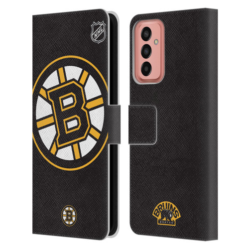 NHL Boston Bruins Oversized Leather Book Wallet Case Cover For Samsung Galaxy M13 (2022)