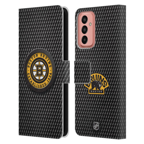 NHL Boston Bruins Puck Texture Leather Book Wallet Case Cover For Samsung Galaxy M13 (2022)