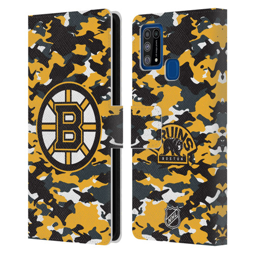 NHL Boston Bruins Camouflage Leather Book Wallet Case Cover For Samsung Galaxy M31 (2020)