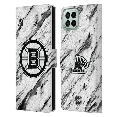 NHL Boston Bruins Marble Leather Book Wallet Case Cover For Samsung Galaxy M53 (2022)