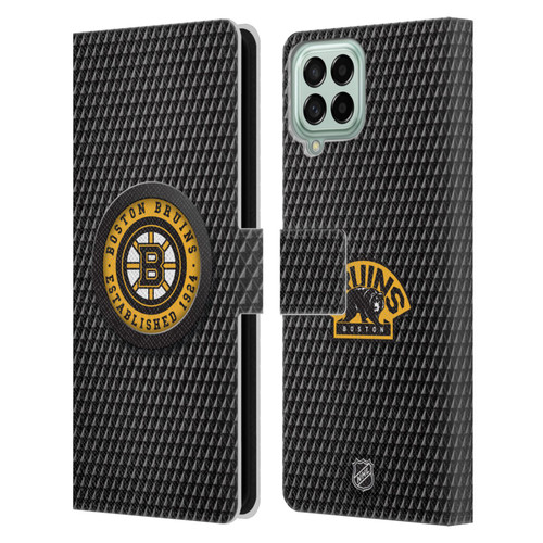 NHL Boston Bruins Puck Texture Leather Book Wallet Case Cover For Samsung Galaxy M53 (2022)