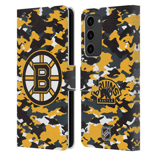 NHL Boston Bruins Camouflage Leather Book Wallet Case Cover For Samsung Galaxy S23+ 5G