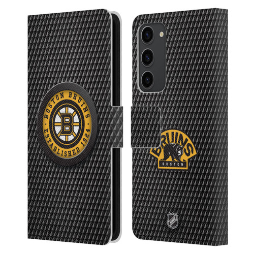 NHL Boston Bruins Puck Texture Leather Book Wallet Case Cover For Samsung Galaxy S23+ 5G