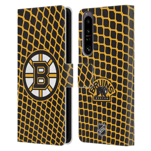 NHL Boston Bruins Net Pattern Leather Book Wallet Case Cover For Sony Xperia 1 IV