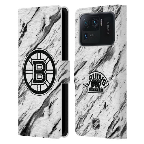 NHL Boston Bruins Marble Leather Book Wallet Case Cover For Xiaomi Mi 11 Ultra