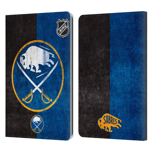 NHL Buffalo Sabres Half Distressed Leather Book Wallet Case Cover For Amazon Kindle Paperwhite 1 / 2 / 3