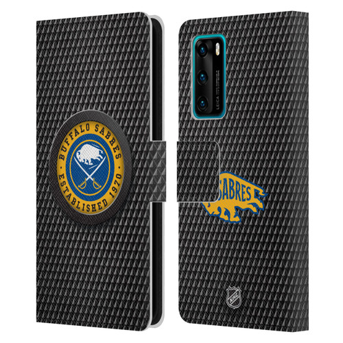 NHL Buffalo Sabres Puck Texture Leather Book Wallet Case Cover For Huawei P40 5G