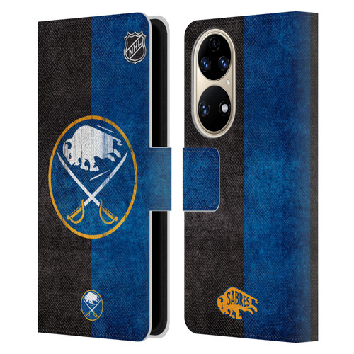 NHL Buffalo Sabres Half Distressed Leather Book Wallet Case Cover For Huawei P50