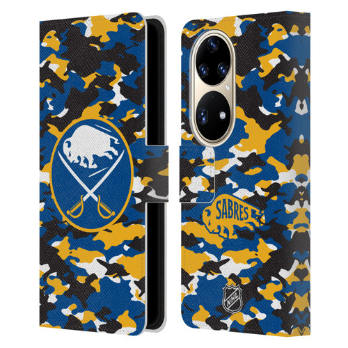 NHL Buffalo Sabres Camouflage Leather Book Wallet Case Cover For Huawei P50 Pro