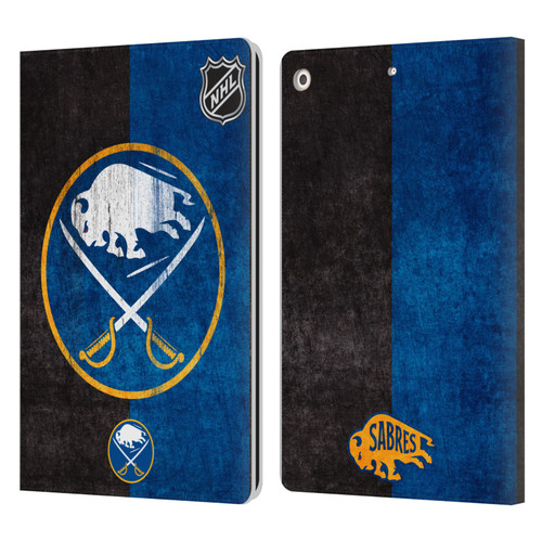 NHL Buffalo Sabres Half Distressed Leather Book Wallet Case Cover For Apple iPad 10.2 2019/2020/2021