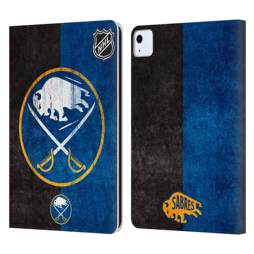 NHL Buffalo Sabres Half Distressed Leather Book Wallet Case Cover For Apple iPad Air 11 2020/2022/2024