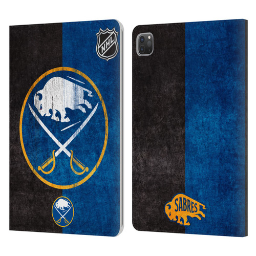 NHL Buffalo Sabres Half Distressed Leather Book Wallet Case Cover For Apple iPad Pro 11 2020 / 2021 / 2022