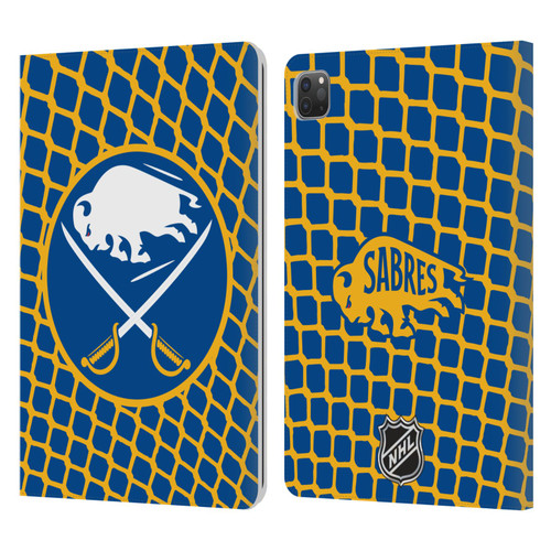 NHL Buffalo Sabres Net Pattern Leather Book Wallet Case Cover For Apple iPad Pro 11 2020 / 2021 / 2022