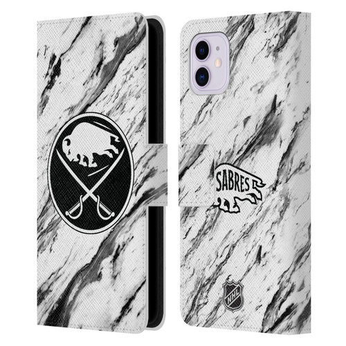 NHL Buffalo Sabres Marble Leather Book Wallet Case Cover For Apple iPhone 11