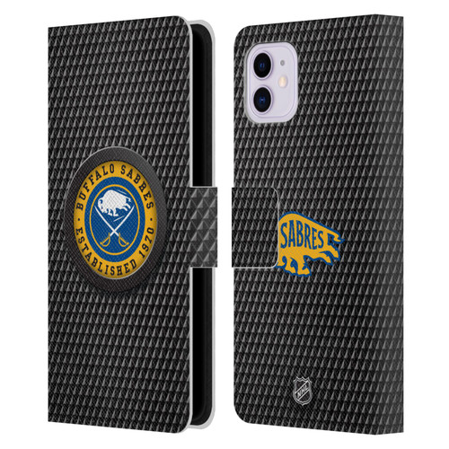 NHL Buffalo Sabres Puck Texture Leather Book Wallet Case Cover For Apple iPhone 11