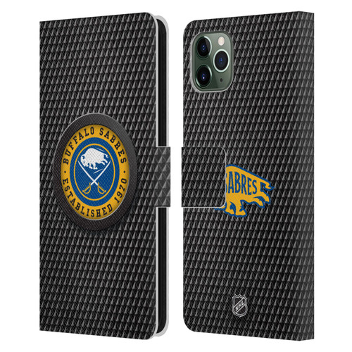 NHL Buffalo Sabres Puck Texture Leather Book Wallet Case Cover For Apple iPhone 11 Pro Max