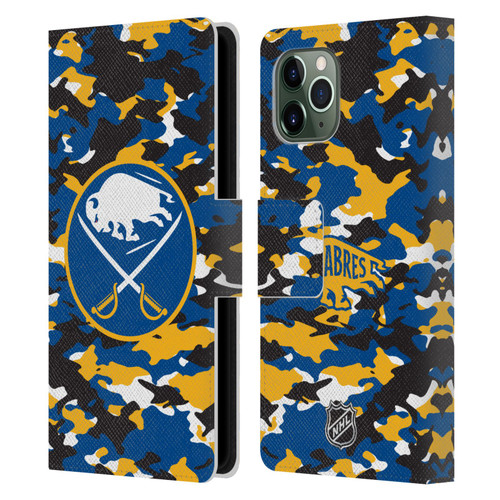 NHL Buffalo Sabres Camouflage Leather Book Wallet Case Cover For Apple iPhone 11 Pro
