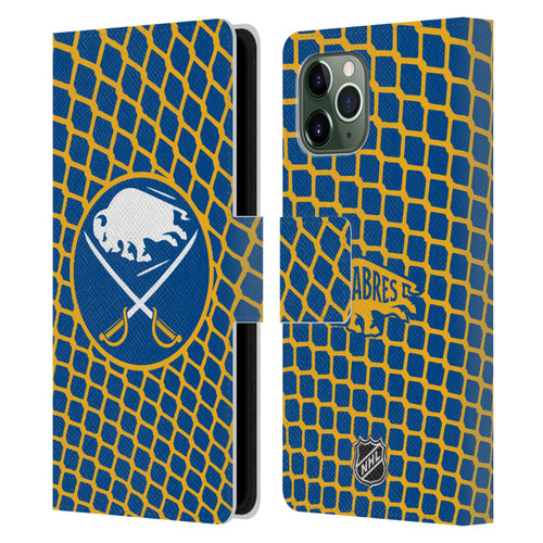 NHL Buffalo Sabres Net Pattern Leather Book Wallet Case Cover For Apple iPhone 11 Pro