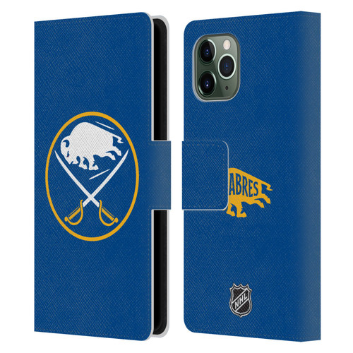 NHL Buffalo Sabres Plain Leather Book Wallet Case Cover For Apple iPhone 11 Pro