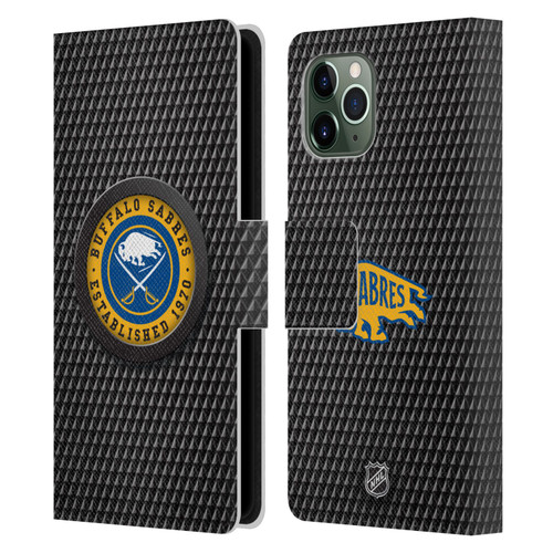 NHL Buffalo Sabres Puck Texture Leather Book Wallet Case Cover For Apple iPhone 11 Pro