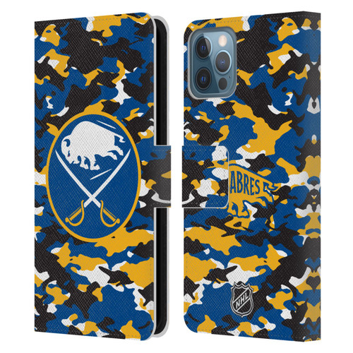 NHL Buffalo Sabres Camouflage Leather Book Wallet Case Cover For Apple iPhone 12 / iPhone 12 Pro