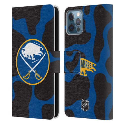 NHL Buffalo Sabres Cow Pattern Leather Book Wallet Case Cover For Apple iPhone 12 / iPhone 12 Pro
