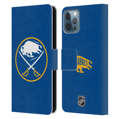 NHL Buffalo Sabres Plain Leather Book Wallet Case Cover For Apple iPhone 12 / iPhone 12 Pro