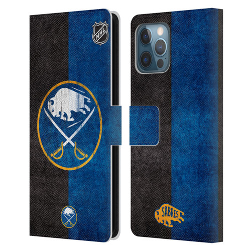 NHL Buffalo Sabres Half Distressed Leather Book Wallet Case Cover For Apple iPhone 12 Pro Max