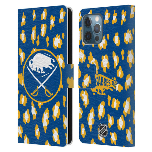 NHL Buffalo Sabres Leopard Patten Leather Book Wallet Case Cover For Apple iPhone 12 Pro Max