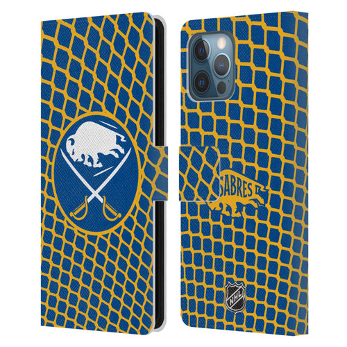 NHL Buffalo Sabres Net Pattern Leather Book Wallet Case Cover For Apple iPhone 12 Pro Max