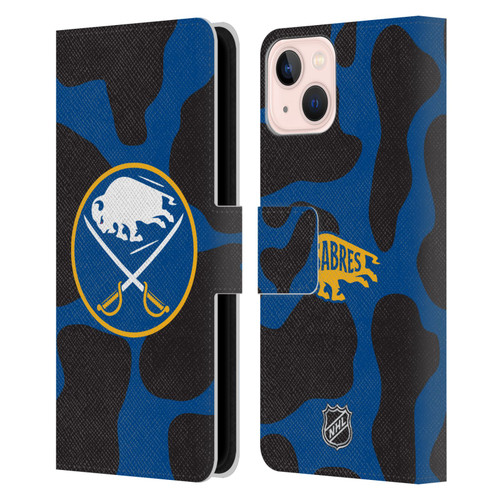 NHL Buffalo Sabres Cow Pattern Leather Book Wallet Case Cover For Apple iPhone 13