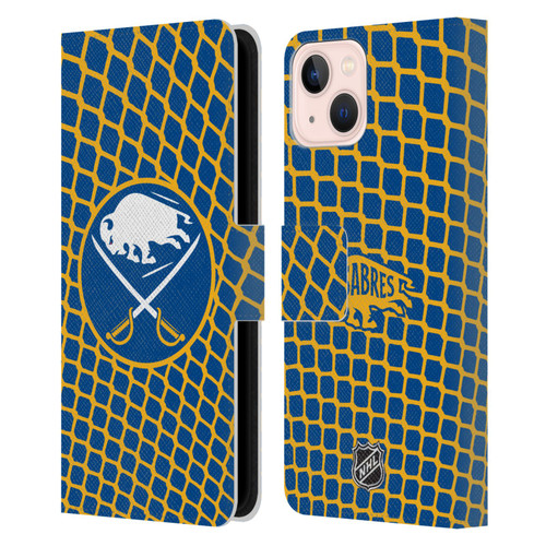 NHL Buffalo Sabres Net Pattern Leather Book Wallet Case Cover For Apple iPhone 13