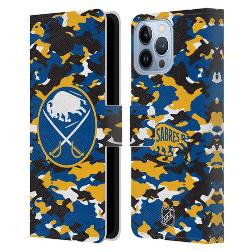 NHL Buffalo Sabres Camouflage Leather Book Wallet Case Cover For Apple iPhone 13 Pro Max