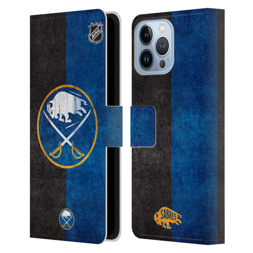 NHL Buffalo Sabres Half Distressed Leather Book Wallet Case Cover For Apple iPhone 13 Pro Max