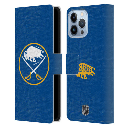 NHL Buffalo Sabres Plain Leather Book Wallet Case Cover For Apple iPhone 13 Pro Max