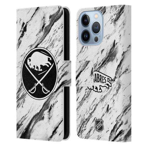 NHL Buffalo Sabres Marble Leather Book Wallet Case Cover For Apple iPhone 13 Pro