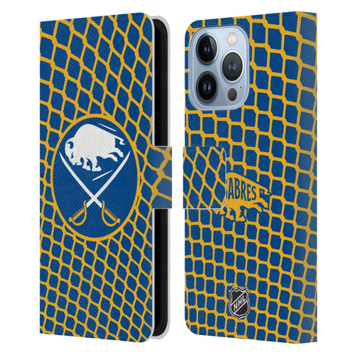 NHL Buffalo Sabres Net Pattern Leather Book Wallet Case Cover For Apple iPhone 13 Pro