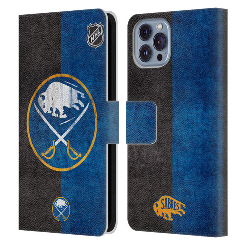 NHL Buffalo Sabres Half Distressed Leather Book Wallet Case Cover For Apple iPhone 14