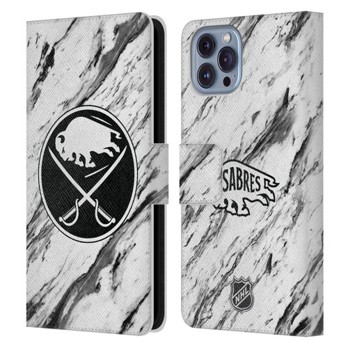 NHL Buffalo Sabres Marble Leather Book Wallet Case Cover For Apple iPhone 14