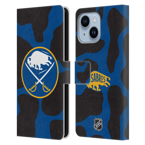 NHL Buffalo Sabres Cow Pattern Leather Book Wallet Case Cover For Apple iPhone 14 Plus