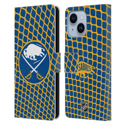 NHL Buffalo Sabres Net Pattern Leather Book Wallet Case Cover For Apple iPhone 14 Plus