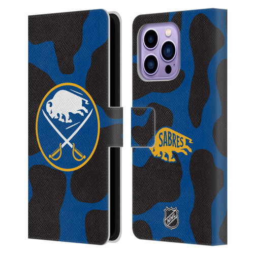 NHL Buffalo Sabres Cow Pattern Leather Book Wallet Case Cover For Apple iPhone 14 Pro Max